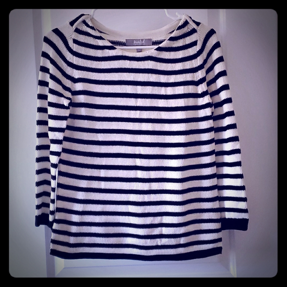 3/4 Sleeve Knit Striped Sweater
